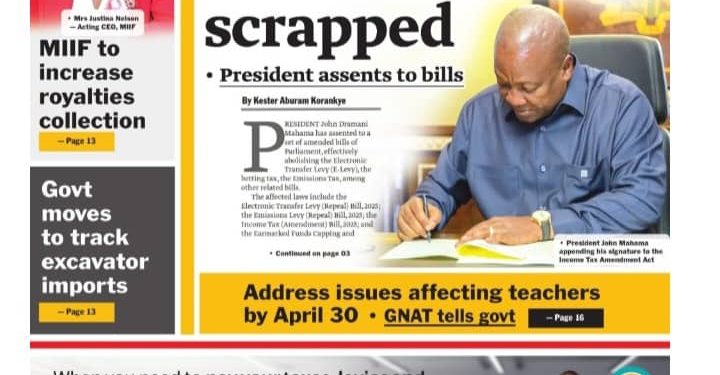 Newspaper Frontpages: Thursday April 3, 2025